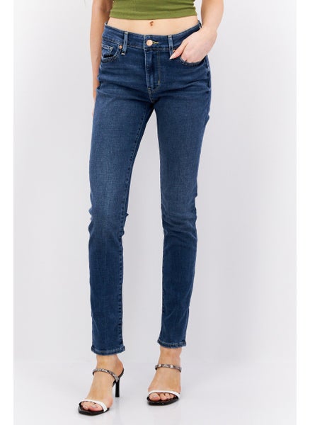 Buy Women Skinny Fit Washed Stretch Jeans, Navy in UAE