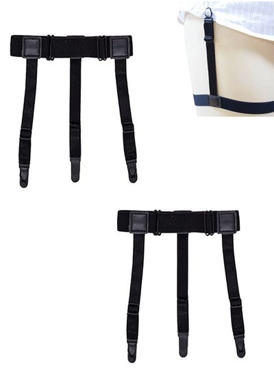 Buy 1 Pair Adjustable Elastic Leg Garter Belt with Anti-Slip Clips, Thigh Garter for Thigh High Socks Suspender,  Fixed Clip Garter Belt for Women&Men Black in UAE