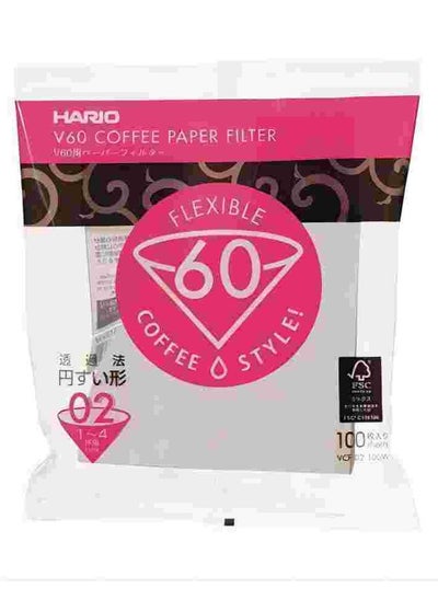 Buy V60 Paper Coffee Filters Size 02 100 Count White in Saudi Arabia