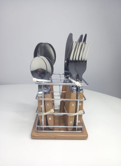 Buy A Set Of Assorted 24-Piece Kitchen Tools With A Wooden Handle Stand in Saudi Arabia