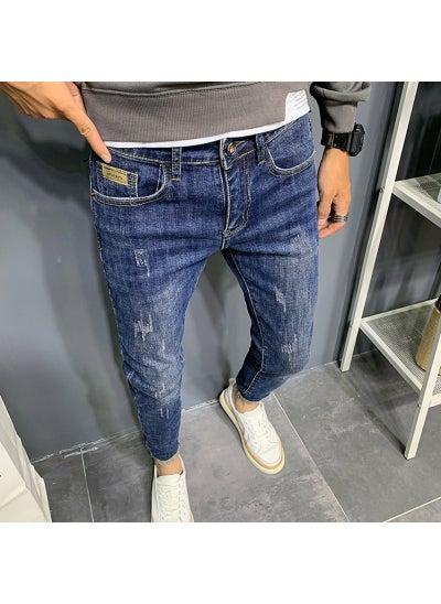 Buy Mens Korean Trendy Slim Jeans Blue 6606 Jeans in Saudi Arabia