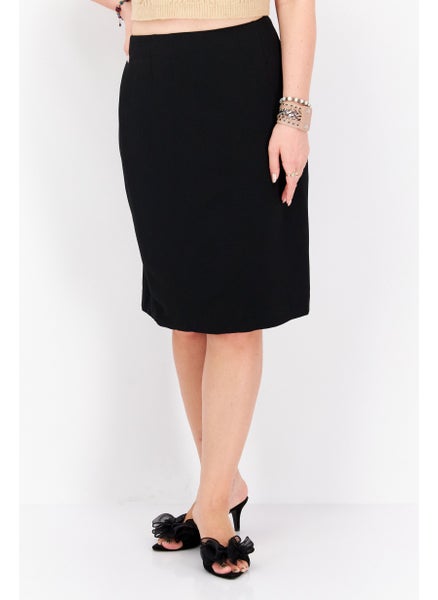 Buy Women Plain Midi Skirt, Black in UAE