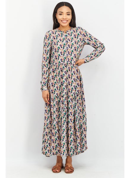 اشتري Women Allover Print Maxi Dress, Green/Blue Combo في الامارات