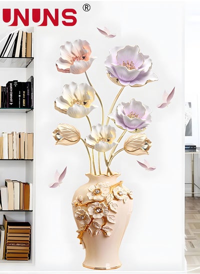 اشتري 3D Wall Sticker,Simulation Vase And Tulips Wall Stickers,Peel And Stick Removable Decal Stick DIY Wall Decor For Bedroom Living Room 67x130cm في الامارات