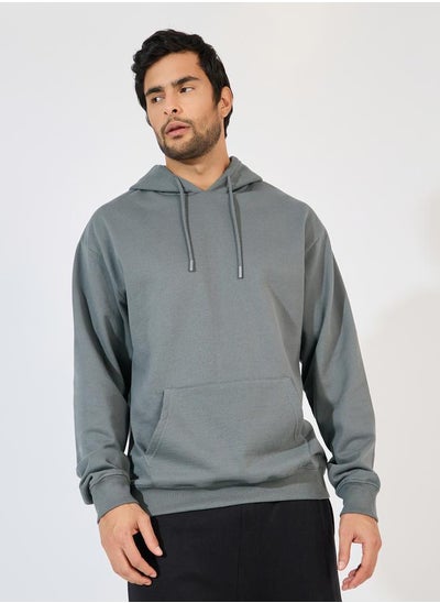 Buy Relaxed Fit Fleece Hoodie with Kangaroo Pocket in Saudi Arabia