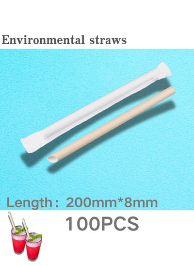 Buy Disposable PapeDisposable Paper Wrapped Straws White 100PCSr Wrapped Straws White 100PCS in Saudi Arabia