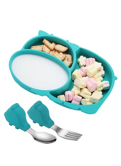 Buy Premium Silicone Baby Feeding Set with Divided Plate and Suction Base BPA Free Baby Utensils for Toddlers Microwave Safe Baby Bowl in UAE