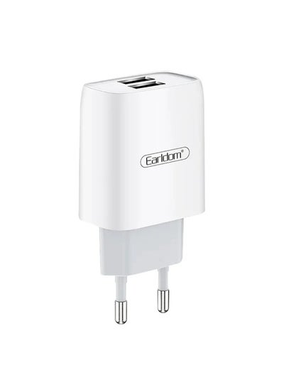 Buy FAST CHARGER WITH TYPE-C CABLE , MODEL ES-196 WITH 2 PORTS-WHITE in Egypt