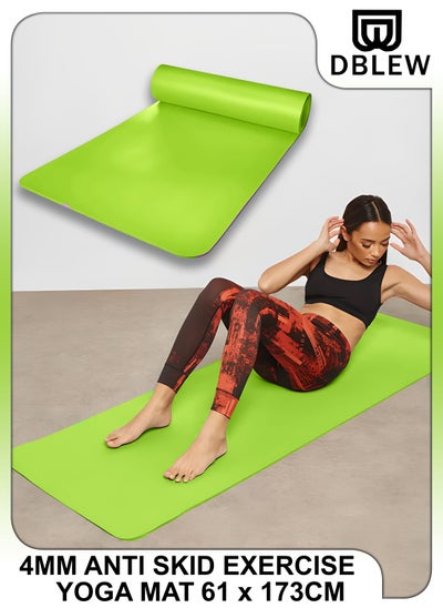 Buy 4mm Thick Yoga Mat Knees Supportive Anti Slip Fitness Home Exercise Eco Friendly Ideal For All Types Of Pilates Floor Workouts Gym Stretching 61x173cm in UAE