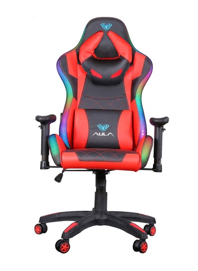 اشتري F8041 Gaming Chair with RGB LED Light Adjustable Reclining Back and Armrest Red في الامارات