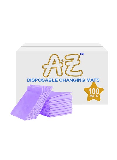 Buy A to Z - Disposable Changing Mat size (45cm x 60cm) Large- Premium Quality for Baby Soft Ultra Absorbent Waterproof - Pack of 100 -Lavender in UAE