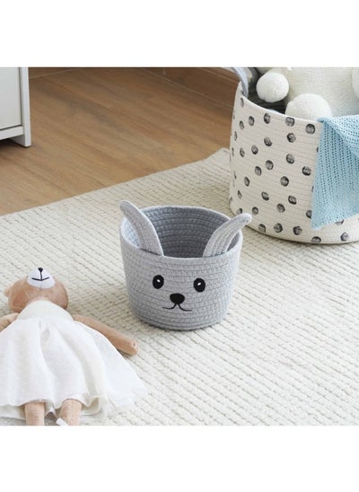 Buy Bunny Cotton Storage Basket 20X15cm - Grey in UAE