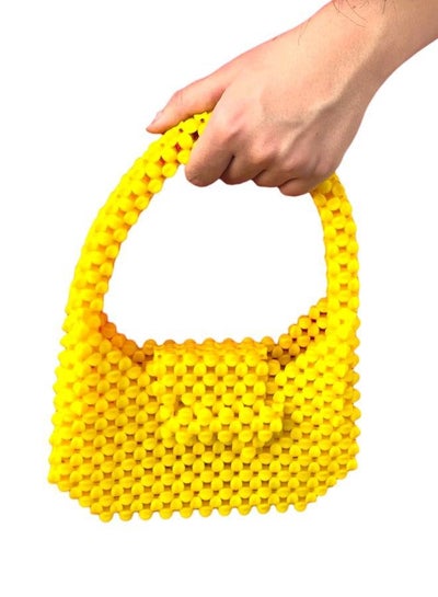 Buy "Sunshine Elegance: Handmade Women's Bag in Radiant Yellow Beads - Unique, Stylish, and Eco-Friendly!" in Egypt