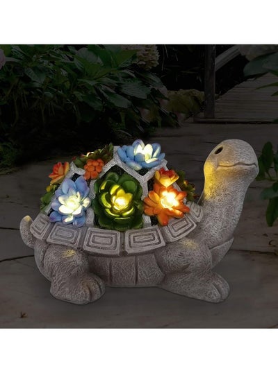 Buy Solar Garden Outdoor Statues Turtle with Succulent and 7 LED Lights Lawn Decor Tortoise Statue for Patio Balcony Yard Ornament in Saudi Arabia