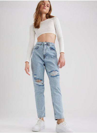 Buy High Waist Ripped Jeans in UAE