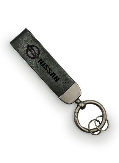 Buy NISSAN Logo Car Key Chain Super Finish Metal Ring PU Leather Strap Keychain Green in Saudi Arabia