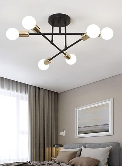 Buy Retro Industrial Chandelier Wrought Iron LED Ceiling Lamp E27 Light Living Room Modern Decor Home Lighting in UAE