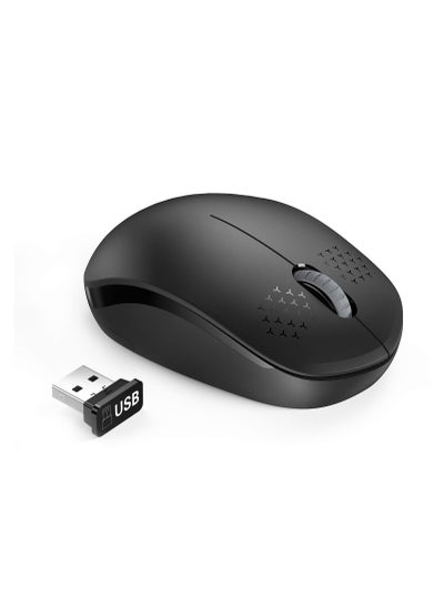 اشتري Wireless Mouse - 2.4G Cordless Mice with USB Nano Receiver Computer Noiseless Click for Laptop, PC, Tablet, Computer, and Mac Black في السعودية