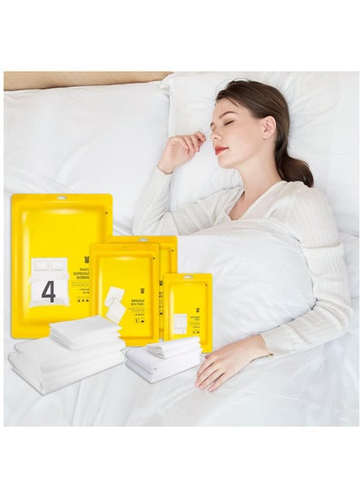 Buy 8 PCS Disposable Bed Sheets Travel Sheets for Hotel, Disposable Bedding for Soft Breathable Bed Cover, Bed Sheet, Pillowcase, Towel Set for Trips, Hotels, Spa, Camping, Overnight Stay in Saudi Arabia