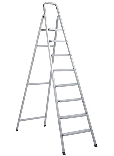 اشتري Heavy Duty Steel Ladder Ultra Stable Folding Ladder. 8 Step Silver في الامارات