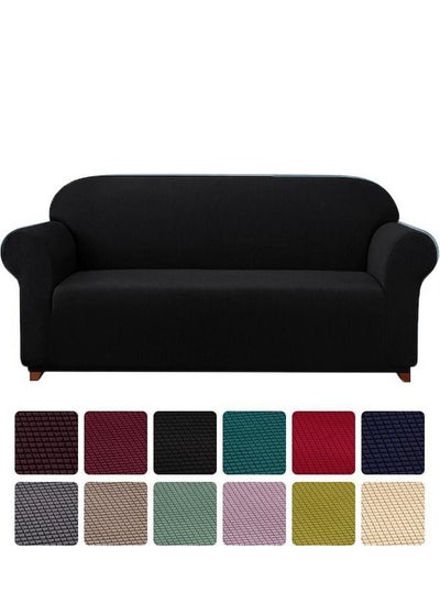 اشتري Three Seater Exquisitely Full Coverage Sofa Cover Black 190-230cm في الامارات