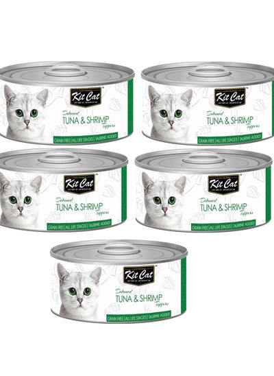 Buy 5Pc Deboned Tuna And Shrimp Toppers Cat Wet Food 80g in UAE