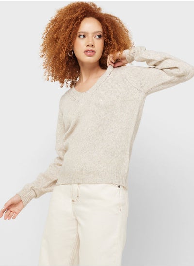 اشتري V-Neck Knitted Sweater في الامارات