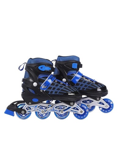 Buy EL1025 Inline Adjustable Skates Medium Size 34 EUR (UK 1.5) - 38 EUR (UK 5) for 6 to 12 Years | Aluminium Chassis and 70 mm PU Wheels | Front Wheel Flash, ABEC 7 Bearings | In-Outdoor in Saudi Arabia