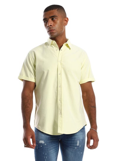 Buy 97852 Casual Half Sleeves Plain Shirt - Pale Yellow. in Egypt