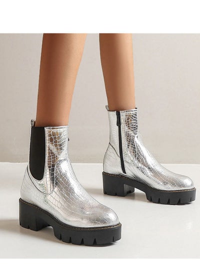 Buy Fashion Ankle Boots Silver in UAE