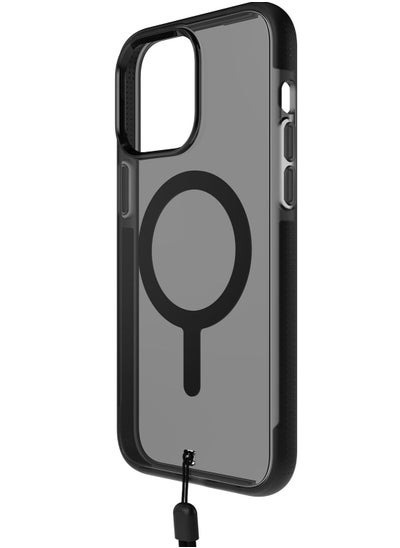 Buy Ace Pro for iPhone 15 Pro MAX Case Cover with 18 Feet Drop Protection compatible with MagSafe with Lanyard - Smoke/Black in UAE