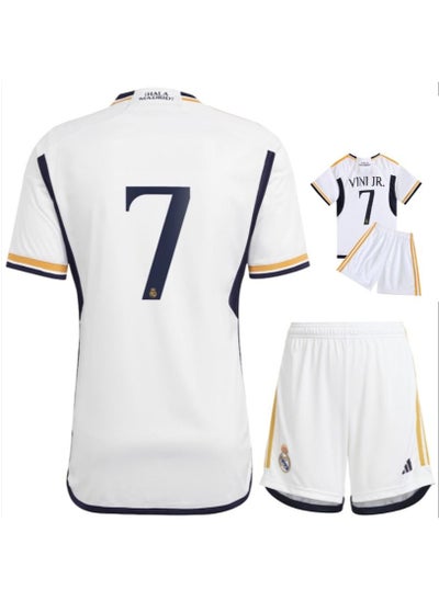 اشتري 23/24 New Season Real Madrid HOME Football Kits Vini Jr. Fans Football Jersey/Shorts Gift Set Youth Sizes and Adult Size في الامارات