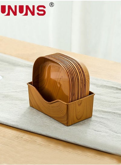 Buy 12 Pcs Wooden Grain Plates, Reusable Appetizer and Dessert Plates Set, Heavy Duty Elegant and Sturdy Design Plates Eco Friendly Dinner Plates for Dishes Snack, Dessert, Salad Serving, Housewarming in UAE