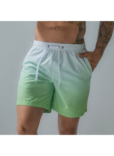 اشتري Mens Gradient Print Sports Shorts Oversized Swim Trunks Gradient Green في الامارات