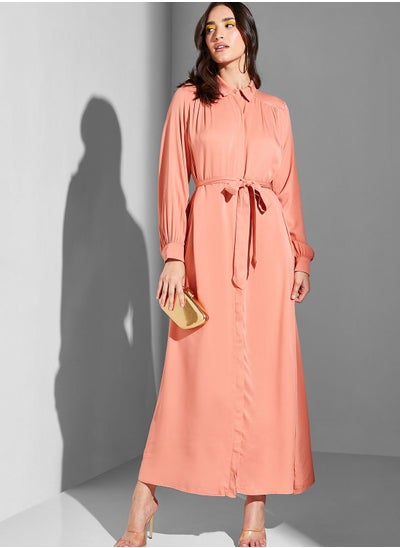 Buy Plisse Puff Sleeve Dress in UAE