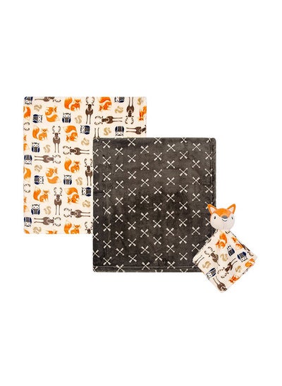 Buy Blanket 2 Piece And Security Blanket Boy Gray Fox in UAE