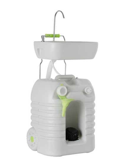 Buy Portable Camping Hand Wash Sink Foot Pump With 45L Water Tank Wheels Dispenser Adjustable Height Size in UAE