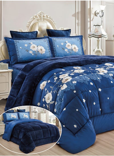 اشتري 4Pieces Ultra Soft Winter Comforter Set Single Size 160x210cm Floral Printed Warm Bedding Sets Multicolor في السعودية