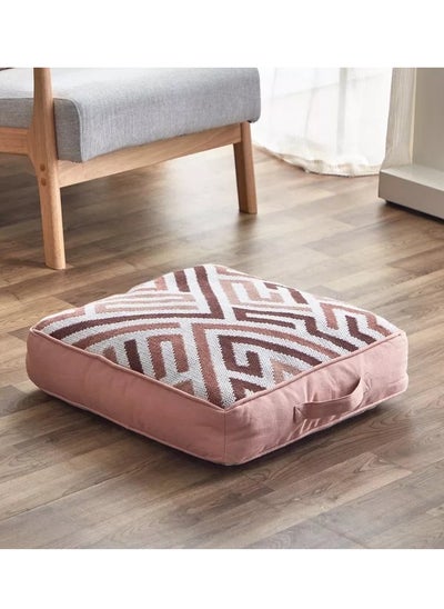 Buy Meknes Cotton Jacquard Floor Cushion - 50x50x10 cm in Saudi Arabia