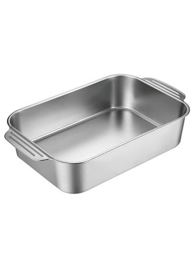 اشتري 1 piece thick multi-functional stainless rectangular tray with stainless handle, size 36.5*22cm في مصر