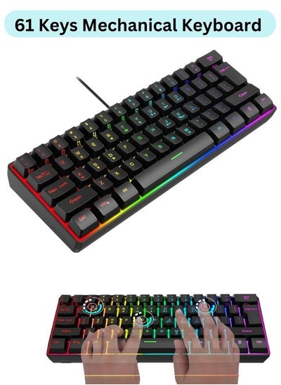 Buy PC Keyboard Compact RGB Backlit Mechanical Gaming Keyboard with 61 Keys FN Shortcut Combo Multifunctional Controls Ideal for Gaming and Productivity in UAE