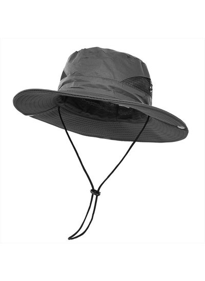 اشتري Sun Hats for Women Men Wide Brim Bucket Hat Summer UV Protection Sun Cap for Fishing Hunting Camping Deepgrey في الامارات