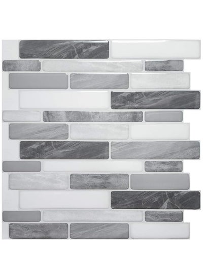 اشتري 4-Sheet Self Adhesive Backsplash Tiles for Kitchen Bathroom, 12 in. x 12in. Grey Marble Design في الامارات