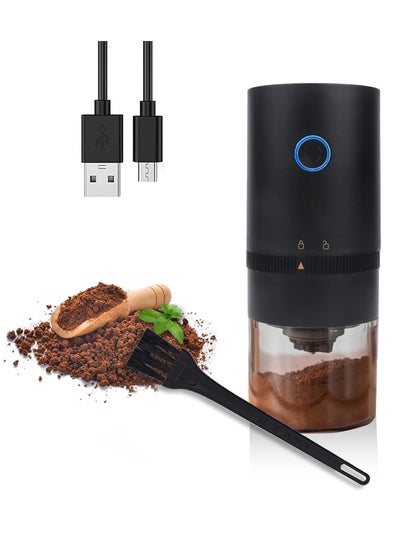 Buy Doppio Portable Electric Burr Coffee Grinder, Compact Automatic Conical Burr Grinder Coffee Bean Grinder with Muli Grind Setting, USB Rechargeable Simple Push Button Operation with Brush, Black in Saudi Arabia