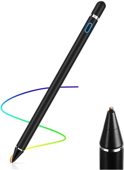 اشتري Stylus Pencil Compatible for Apple,Active Stylus Pens for Touch Screens,Smart Rechargeable Capacitive 1.5mm Fine Point i-Pad Pen and Most Tablets on Touchscreen Devices (Black) في الامارات