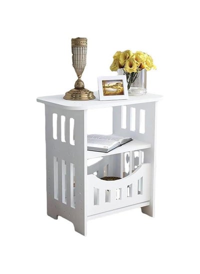 Buy Double Layered White Narrow Bedside Table, White Nightstand, Sofa Table, Modern Slim Coffee Tables Small Spaces, for Living Room, Bedroom in Saudi Arabia