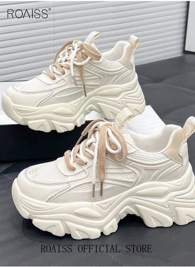 اشتري Ladies Sports Shoes Casual Shoes Sports Breathable and Wear-Resistant Low-Top Sneakers Women's Fashion All-Match Platform Sneakers في السعودية