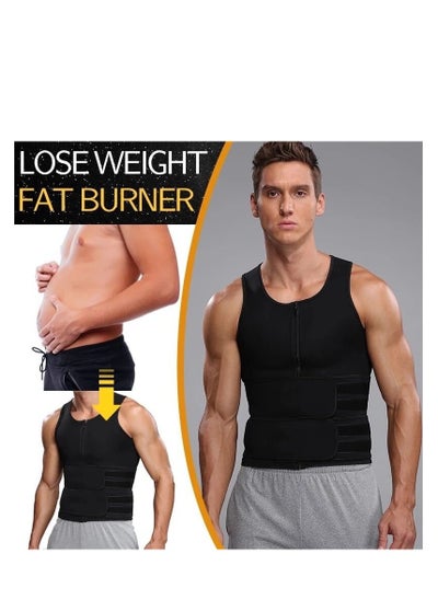 Buy Men Sauna Sweat Vest Tank Top Shirt for Weight Loss Waist Trainer Workout  Black Size XL in UAE