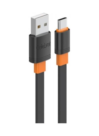 اشتري سيليبرات CB-33 كابل USB محمول إلى Type-C للشحن السريع ونقل البيانات مع تصميم سلك مسطح ويناسب الهاتف المحمول 3A /480mbps /1M - أسود في مصر