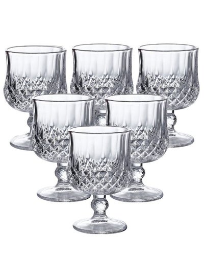 Buy Cristal Glassware Set of 6,Elegant Unbreakable Hard Crystal Goblets 190ml in UAE